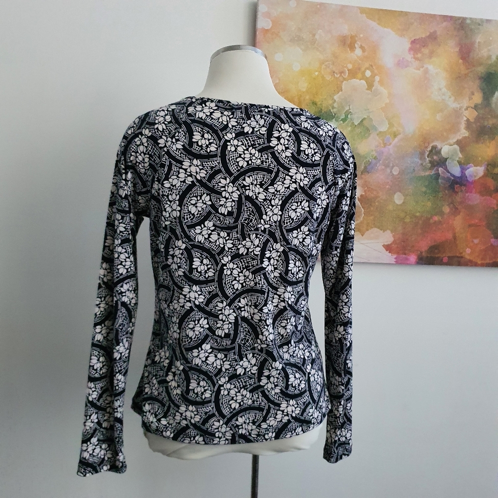 Laura Ashley Long Sleeve Stretch Top Size M - Picture 5 of 8